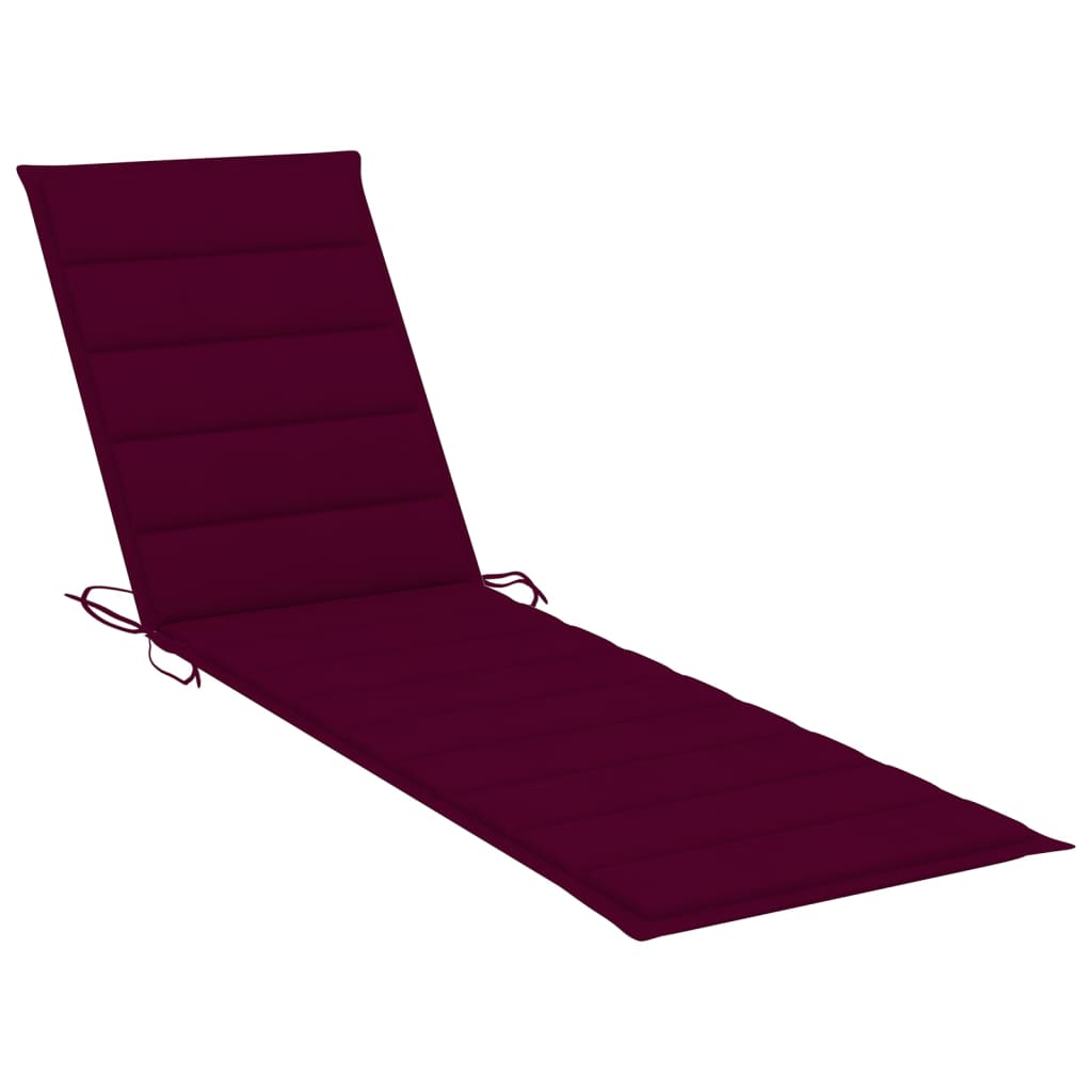 Sun Loungers 2 pcs with Wine Red Cushion Solid Teak Wood