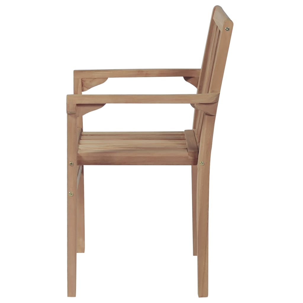 Stackable Patio Chairs with Cushions 6 pcs Solid Teak Wood