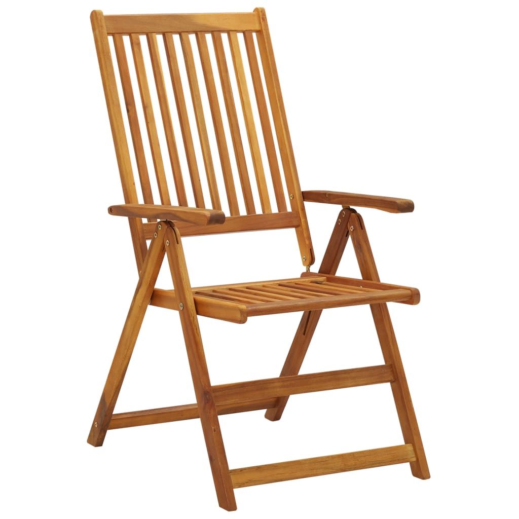 Folding Patio Chairs 8 pcs Solid Acacia Wood