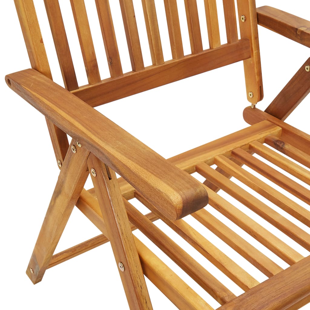 Folding Patio Chairs with Cushions 8 pcs Solid Acacia Wood