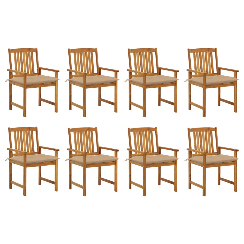 Patio Chairs with Cushions 8 pcs Solid Acacia Wood