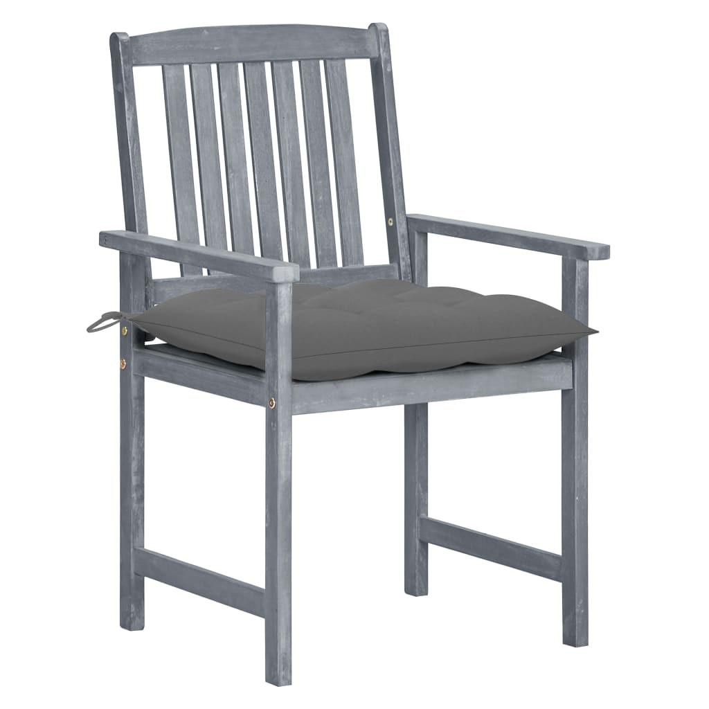 Patio Chairs with Cushions 6 pcs Solid Acacia Wood Gray