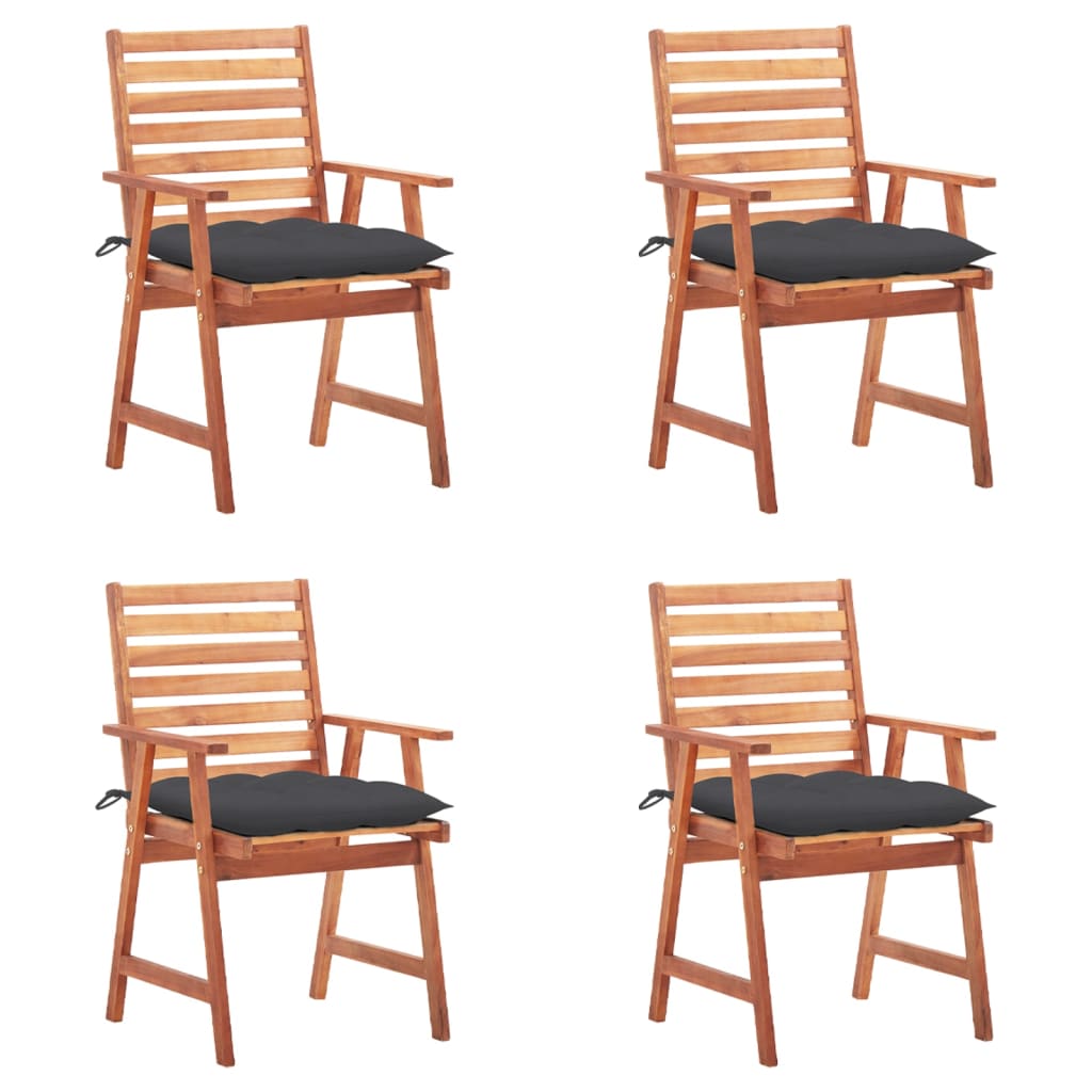 Patio Dining Chairs 4 pcs with Cushions Solid Acacia Wood