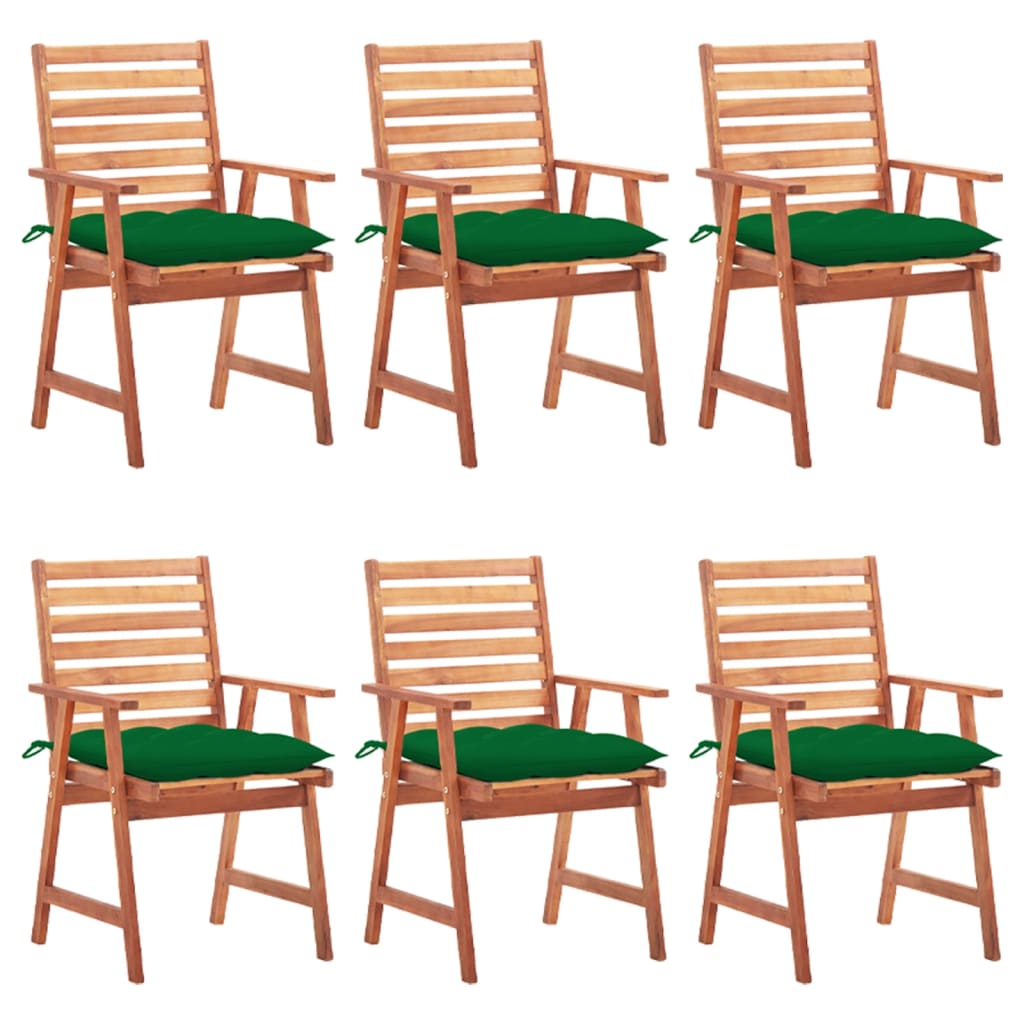 Patio Dining Chairs 6 pcs with Cushions Solid Acacia Wood