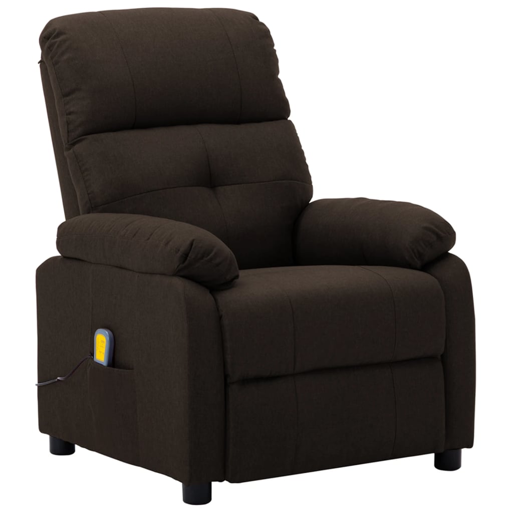 Electric Massage Recliner Chair Dark Brown Fabric