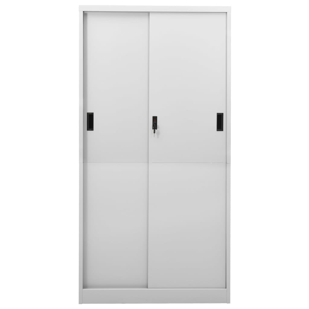 Office Cabinet with Sliding Door Light Gray 35.4"x15.7"x70.9" Steel