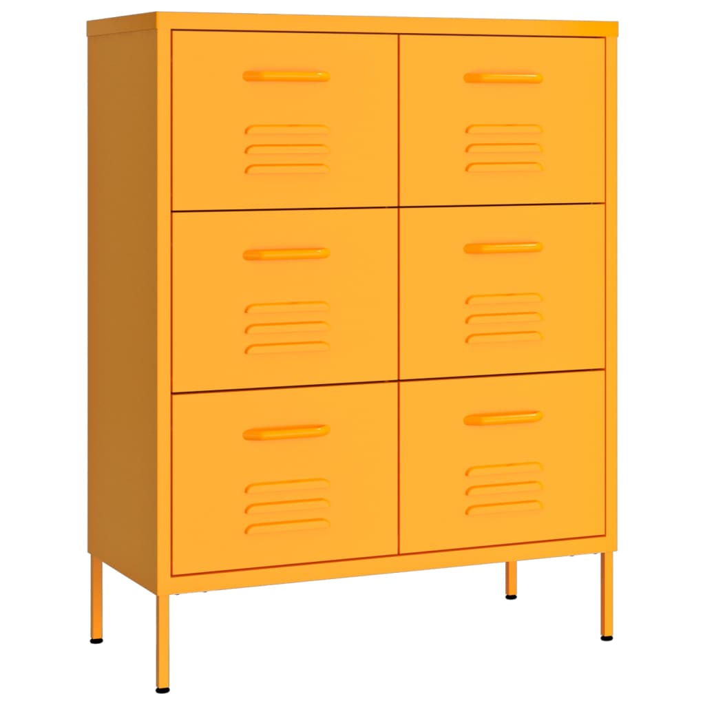 Drawer Cabinet Mustard Yellow 31.5"x13.8"x40" Steel