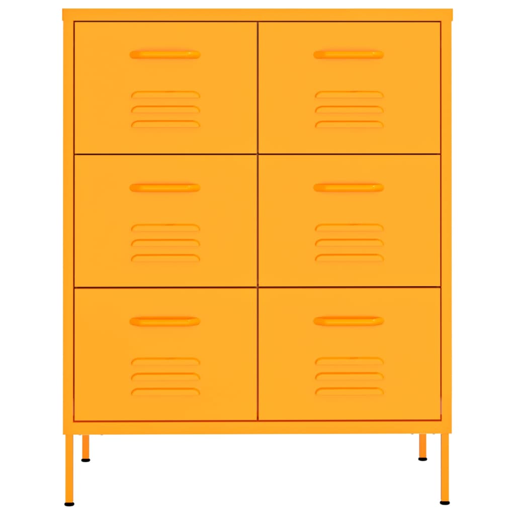 Drawer Cabinet Mustard Yellow 31.5"x13.8"x40" Steel