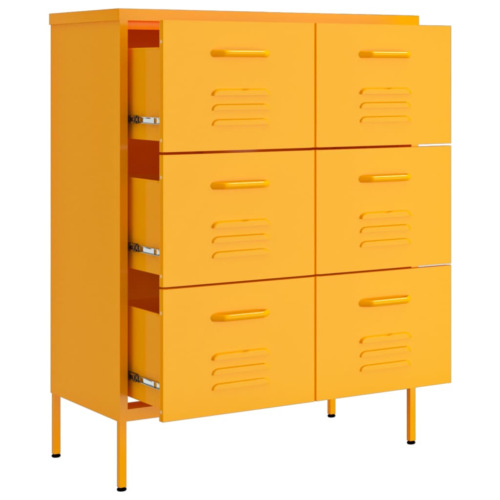 Drawer Cabinet Mustard Yellow 31.5"x13.8"x40" Steel