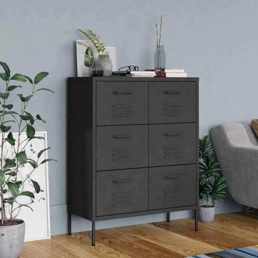 Drawer Cabinet Anthracite 31.5"x13.8"x40" Steel