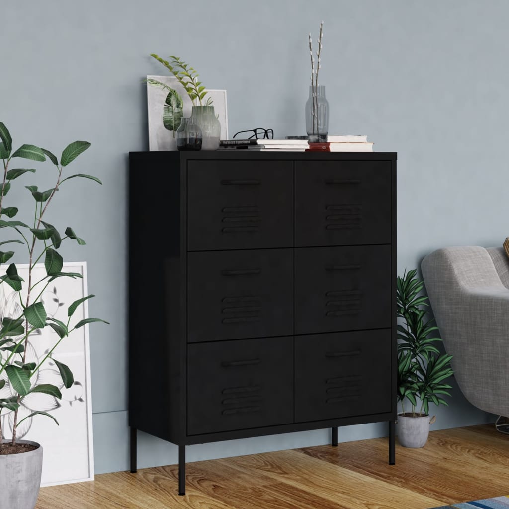 Drawer Cabinet Black 31.5"x13.8"x40" Steel