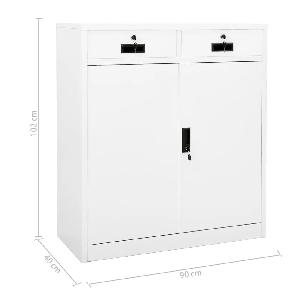 Office Cabinet White 35.4"x15.7"x40.2" Steel