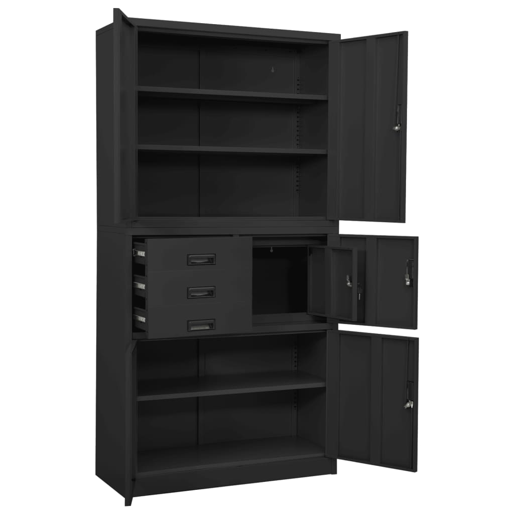 Office Cabinet Anthracite 35.4"x15.7"x70.9" Steel