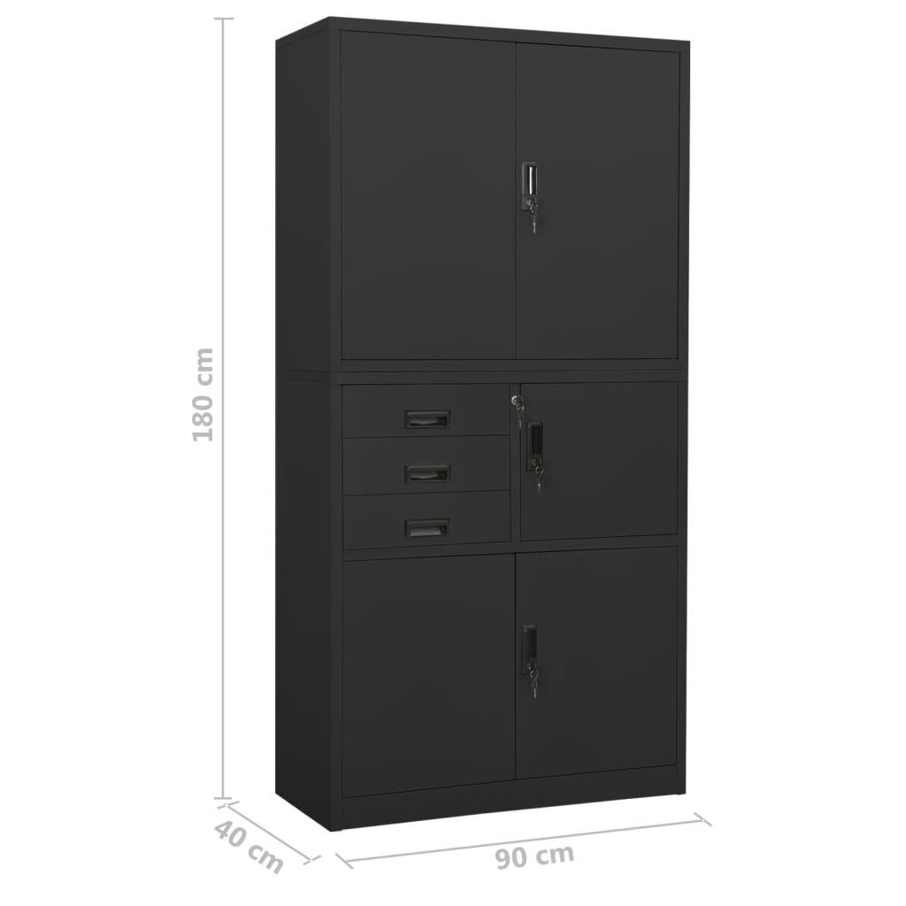 Office Cabinet Anthracite 35.4"x15.7"x70.9" Steel