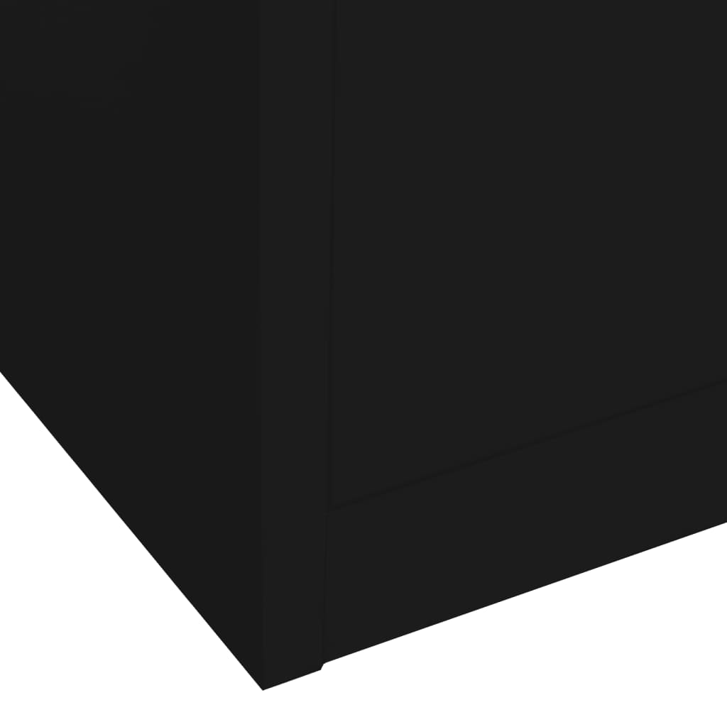 Office Cabinet Black 35.4"x15.7"x70.9" Steel and Tempered Glass