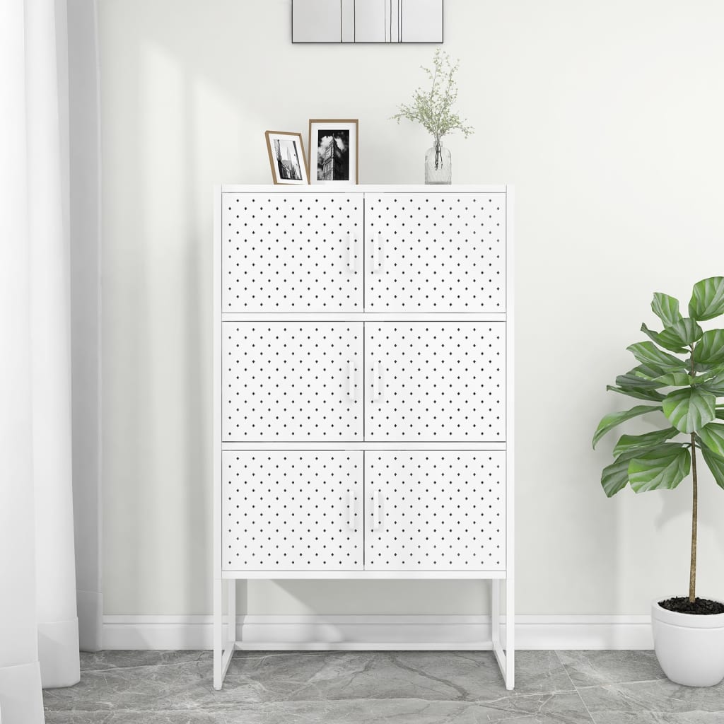 Highboard White 31.5"x13.8"x53.1" Steel