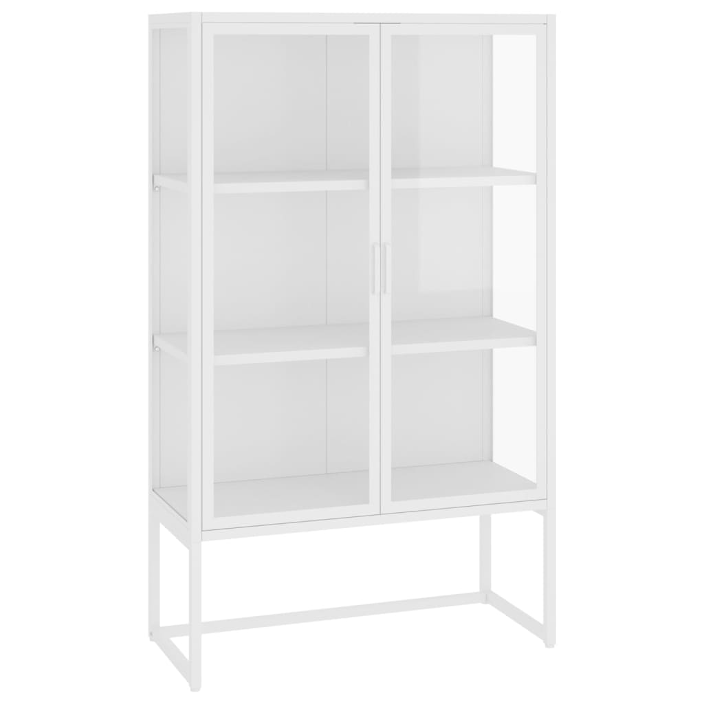 Highboard White 31.5"x13.8"x53.1" Steel and Tempered Glass