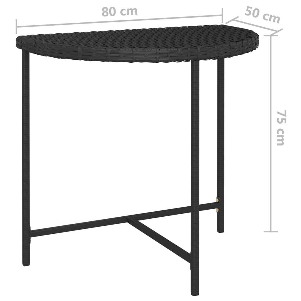 Patio Table Black 31.5"x19.7"x29.5" Poly Rattan