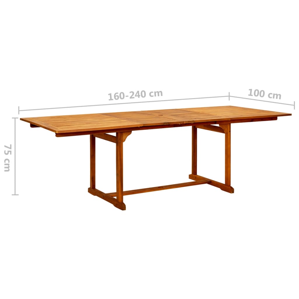 Garden Dining Table (63"-94.5")x39.4"x29.5" Solid Acacia Wood