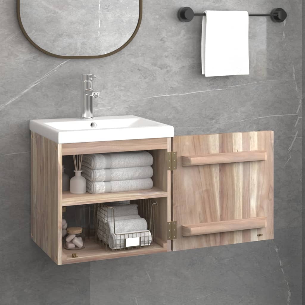 Wall-mounted Bathroom Cabinet 16.1"x15"x15.7" Solid Wood Teak