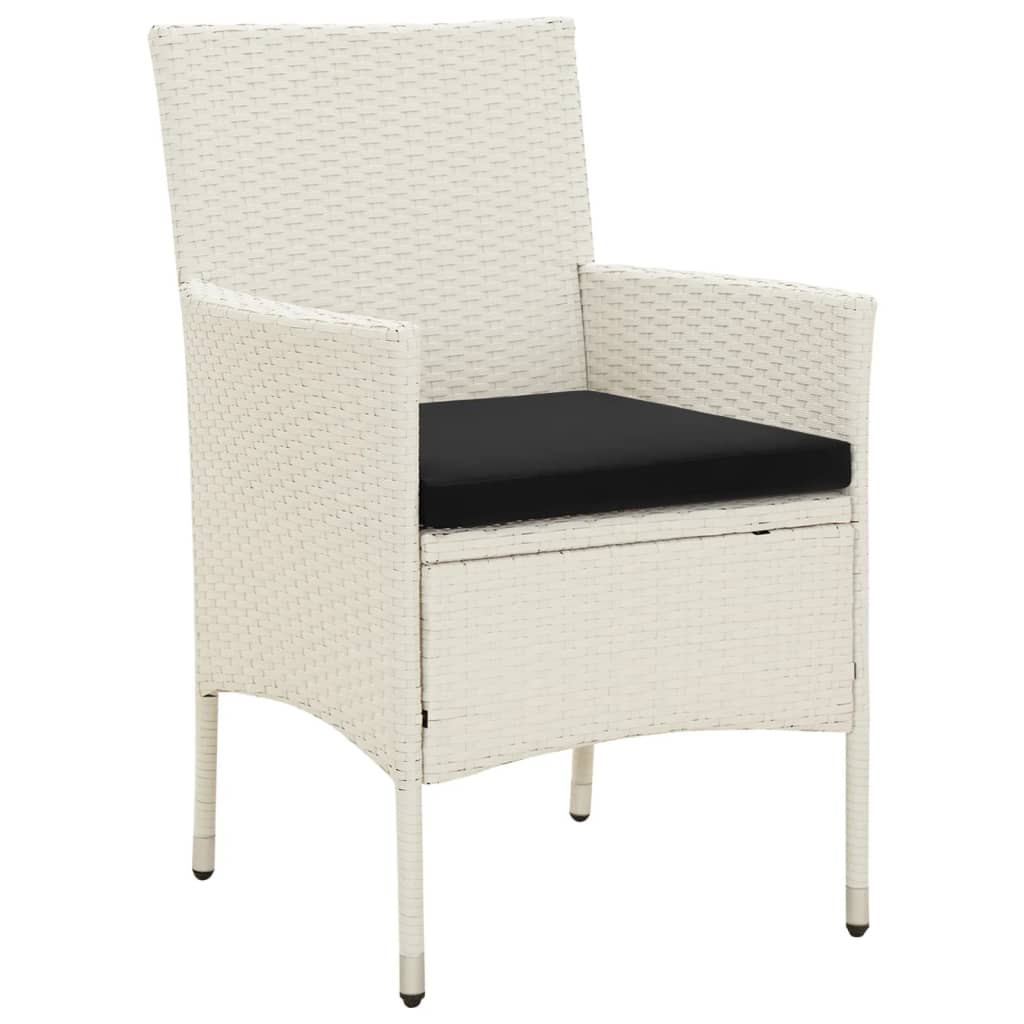 Patio Chairs with Cushions 2 pcs Poly Rattan White