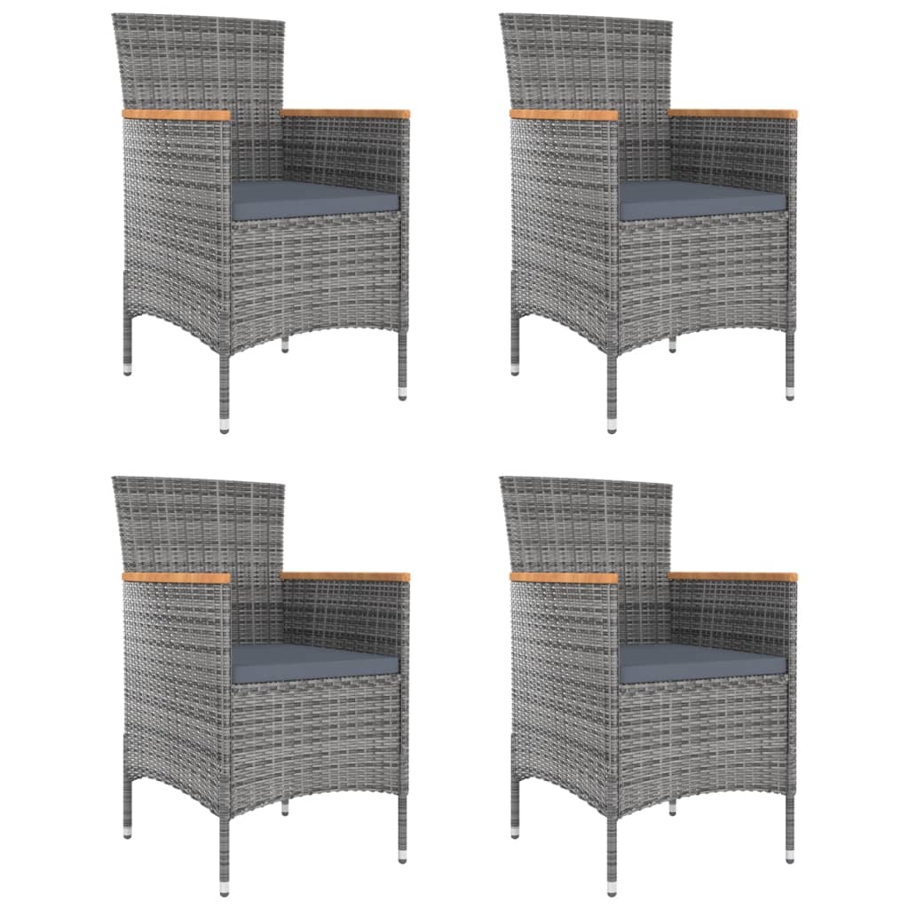 Patio Dining Chairs 4 pcs Poly Rattan Gray
