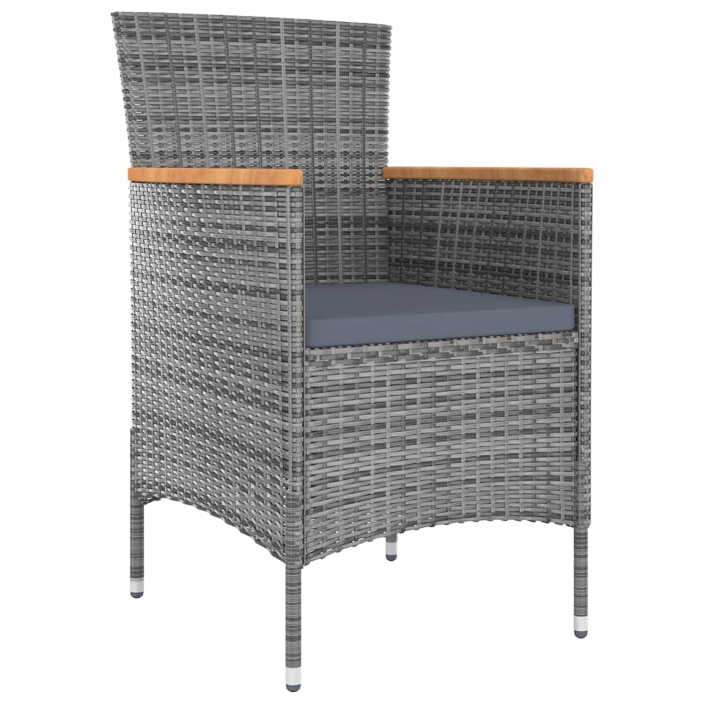 Patio Dining Chairs 4 pcs Poly Rattan Gray