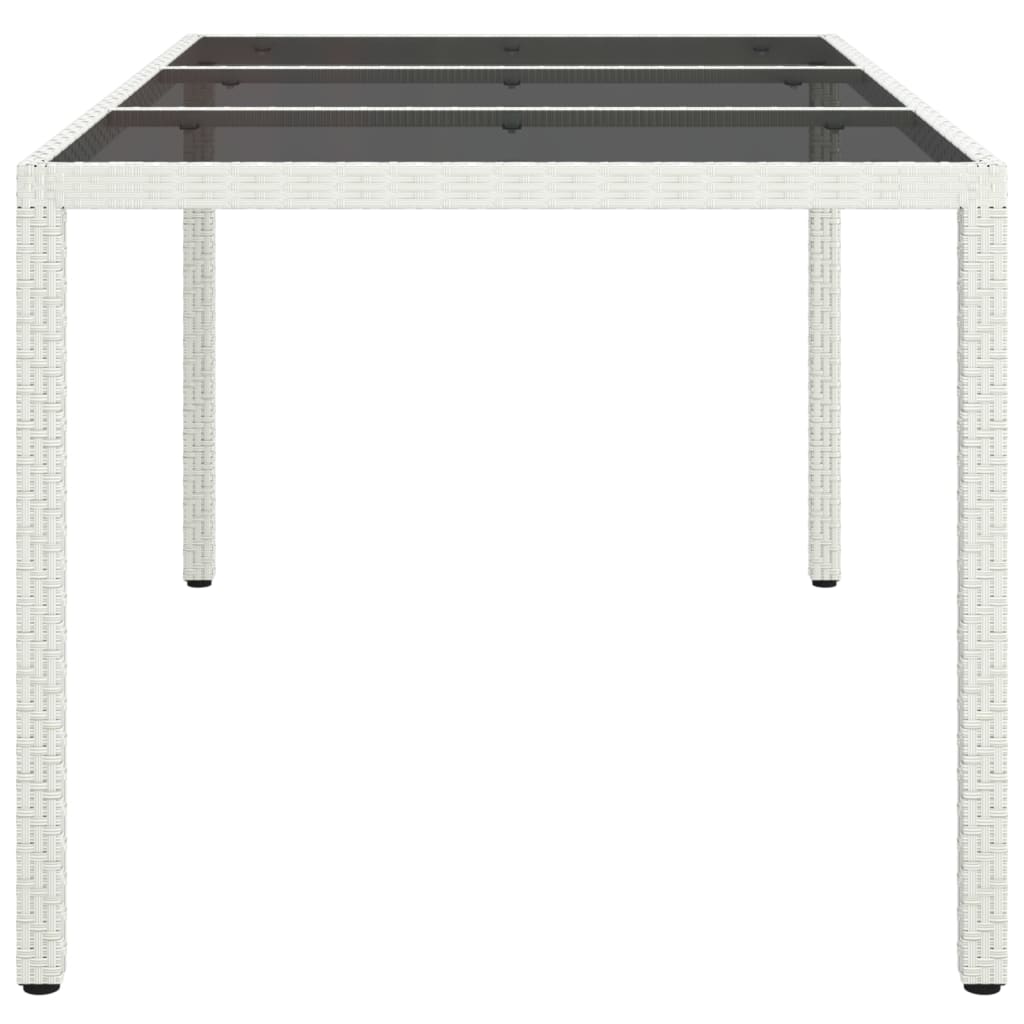 Patio Table 59.1"x35.4"x29.5" Tempered Glass and Poly Rattan White