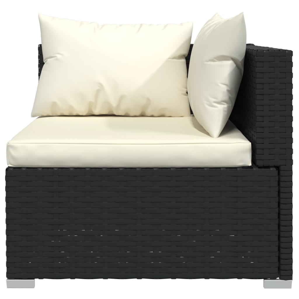Wicker Patio Furniture 3 Piece with Cushions Black Poly Rattan