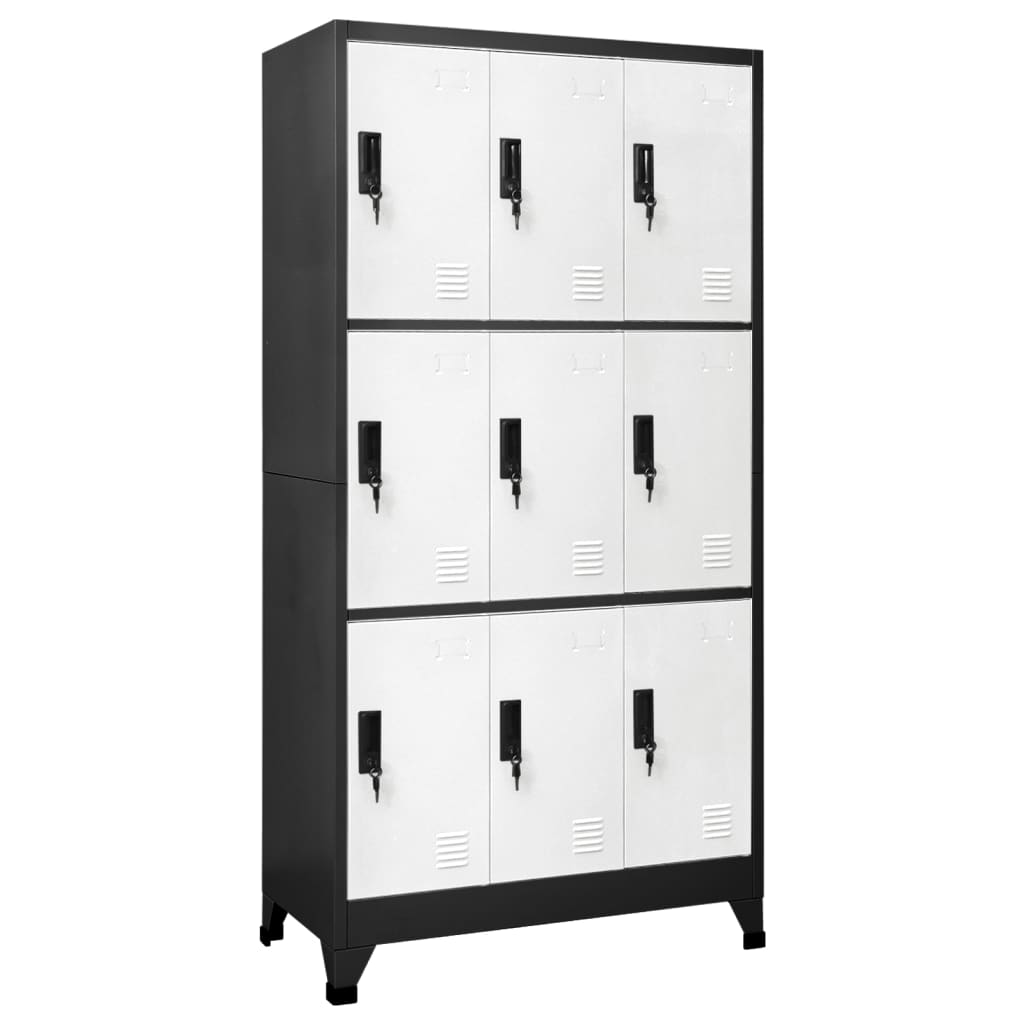 Locker Cabinet Anthracite and White 35.4"x17.7"x70.9" Steel