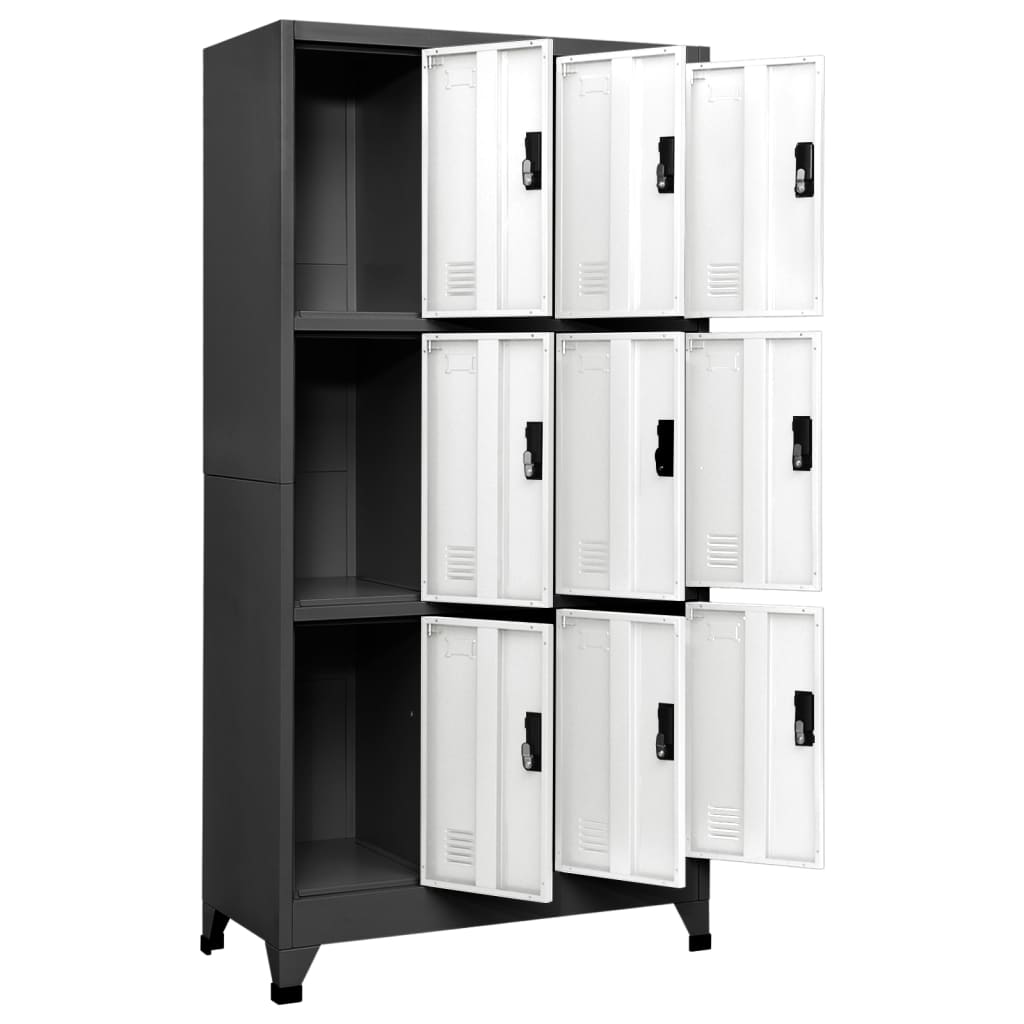 Locker Cabinet Anthracite and White 35.4"x17.7"x70.9" Steel