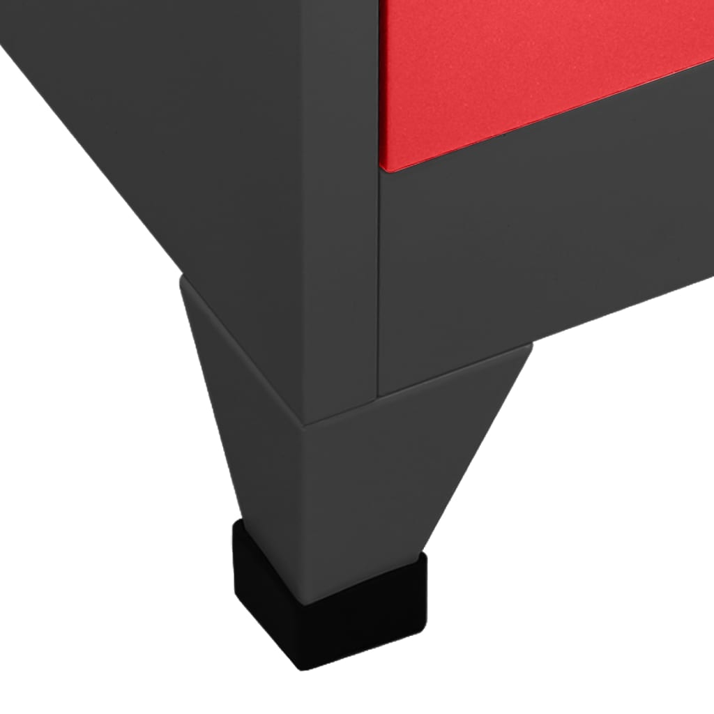 Locker Cabinet Anthracite and Red 35.4"x17.7"x70.9" Steel