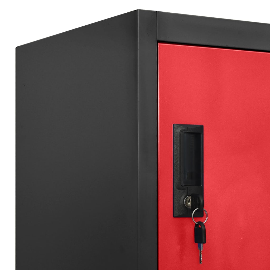 Locker Cabinet Anthracite and Red 35.4"x17.7"x70.9" Steel