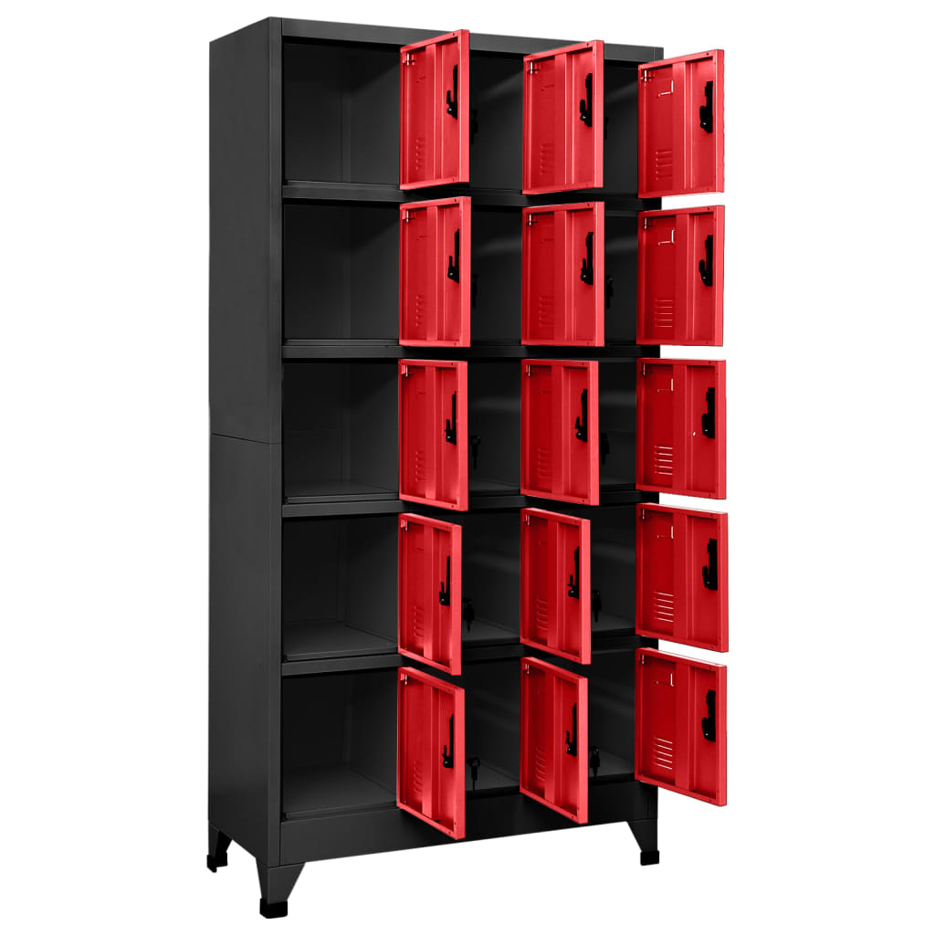 Locker Cabinet Anthracite and Red 35.4"x15.7"x70.9" Steel