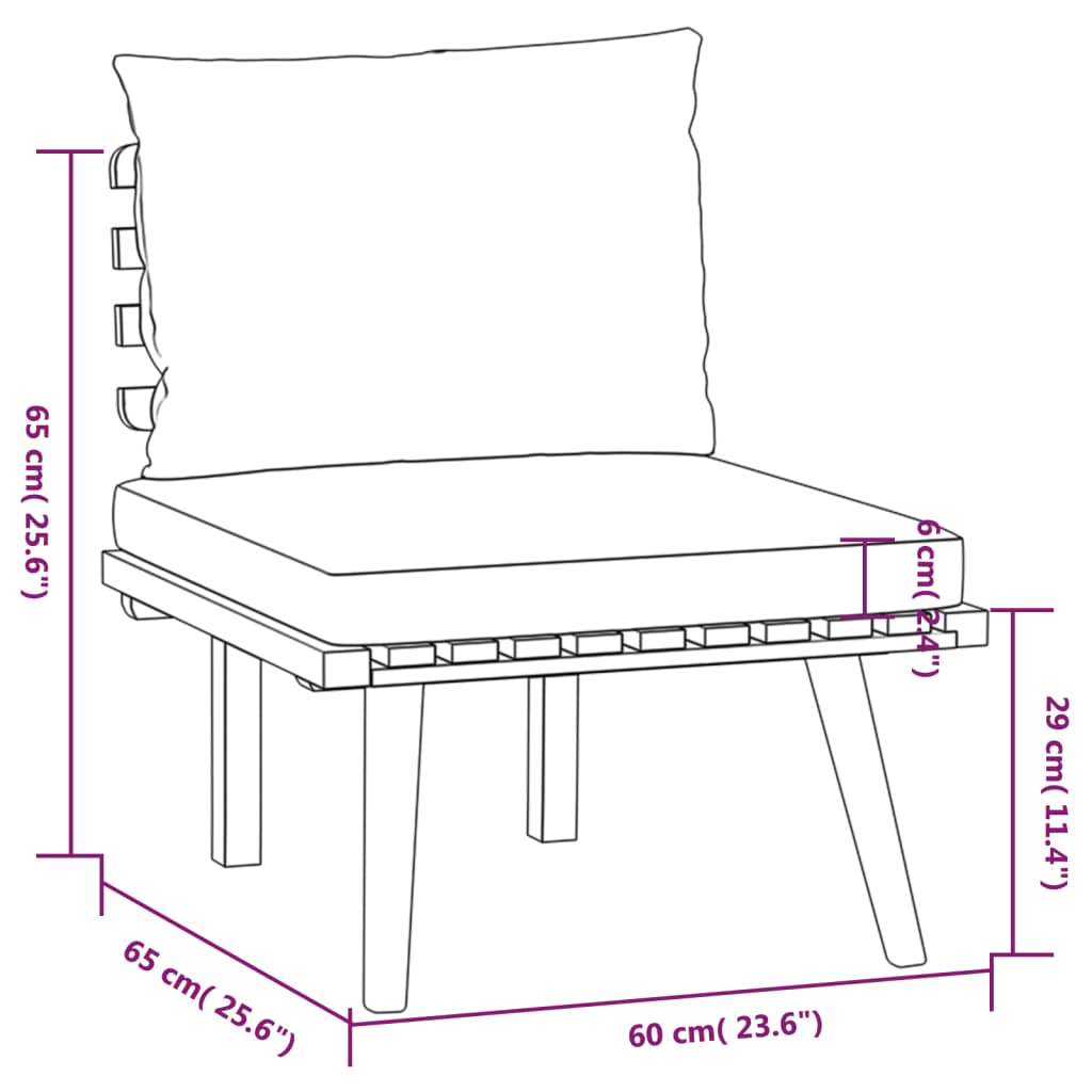 11 Piece Patio Lounge Set with Cushions Solid Acacia Wood