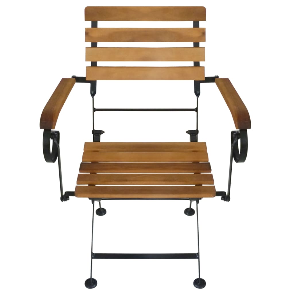 Folding Patio Chairs 4 pcs Steel and Solid Wood Acacia