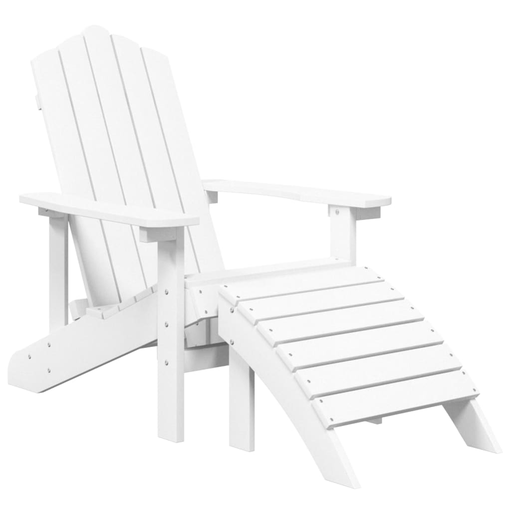 Patio Adirondack Chair with Footstool HDPE White