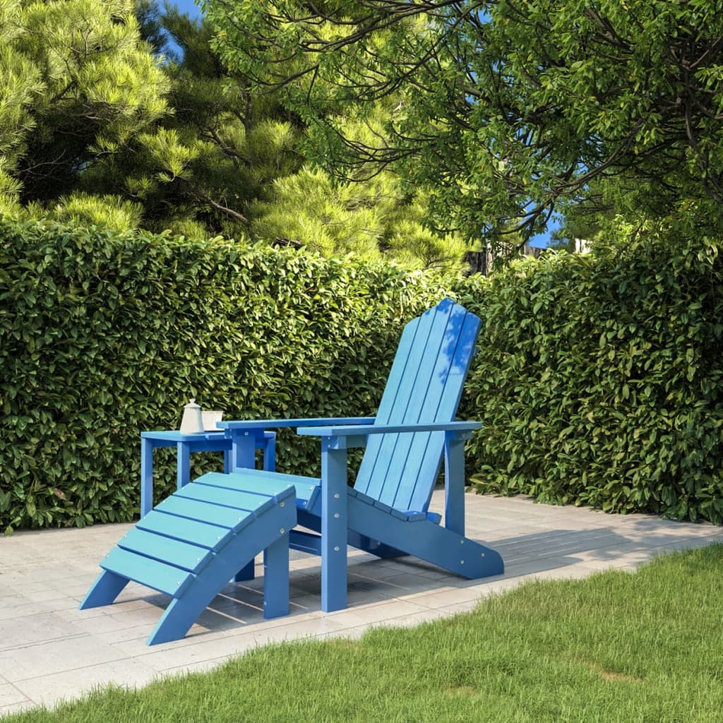 Patio Adirondack Chair with Footstool HDPE Aqua Blue