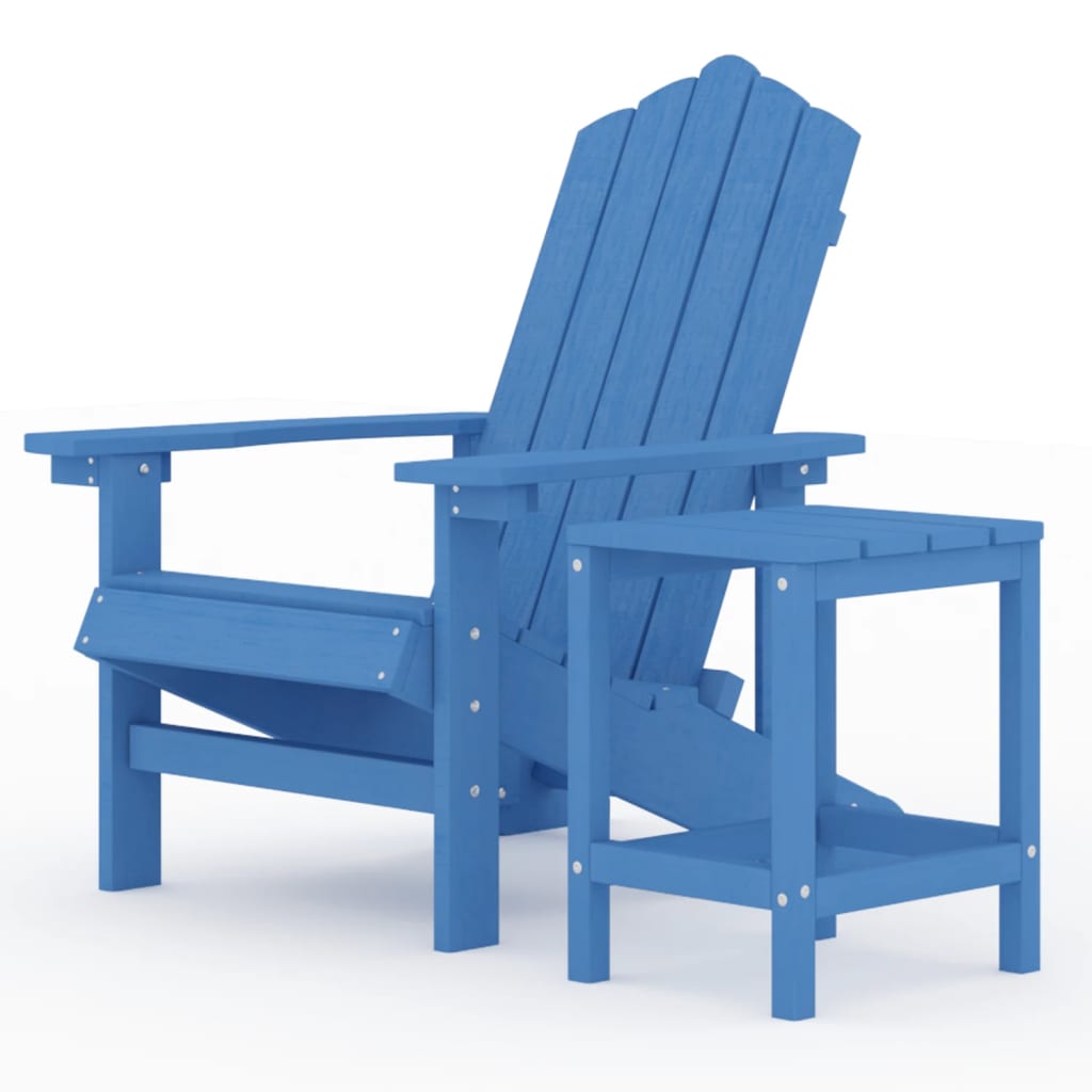 Patio Adirondack Chair with Table HDPE Aqua Blue