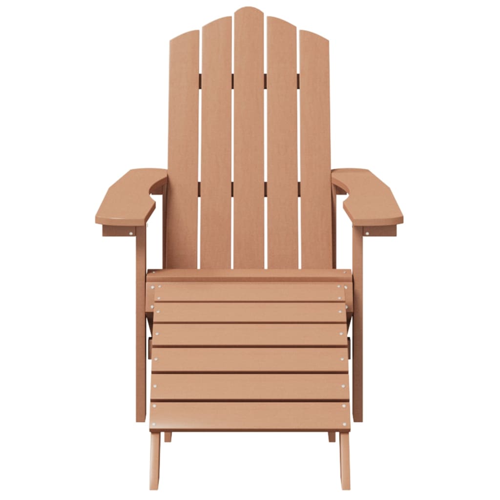 Patio Adirondack Chairs with Footstool & Table HDPE Brown