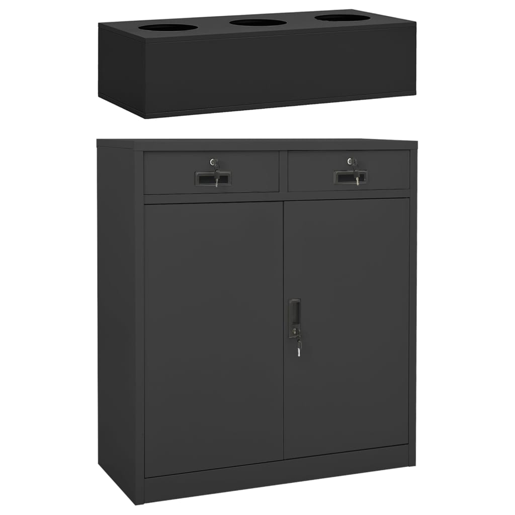 Office Cabinet with Planter Box Anthracite 35.4"x15.7"x49.2" Steel