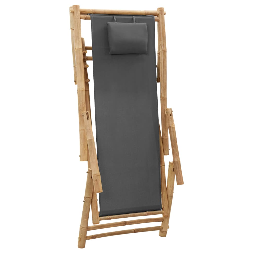 Deck Chair Bamboo and Canvas Dark Gray