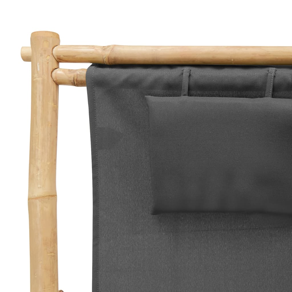 Deck Chair Bamboo and Canvas Dark Gray