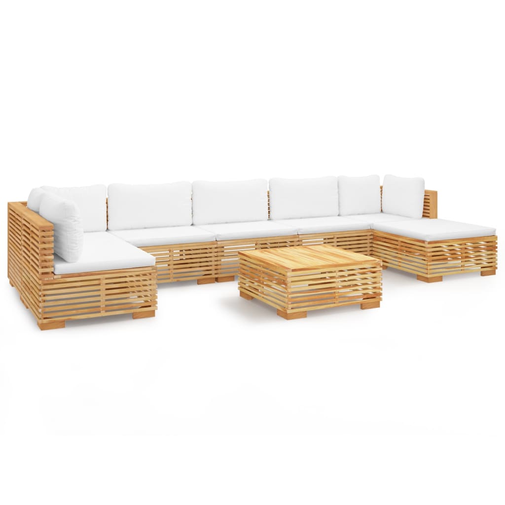 8 Piece Patio Lounge Set with Cushions Solid Wood Teak