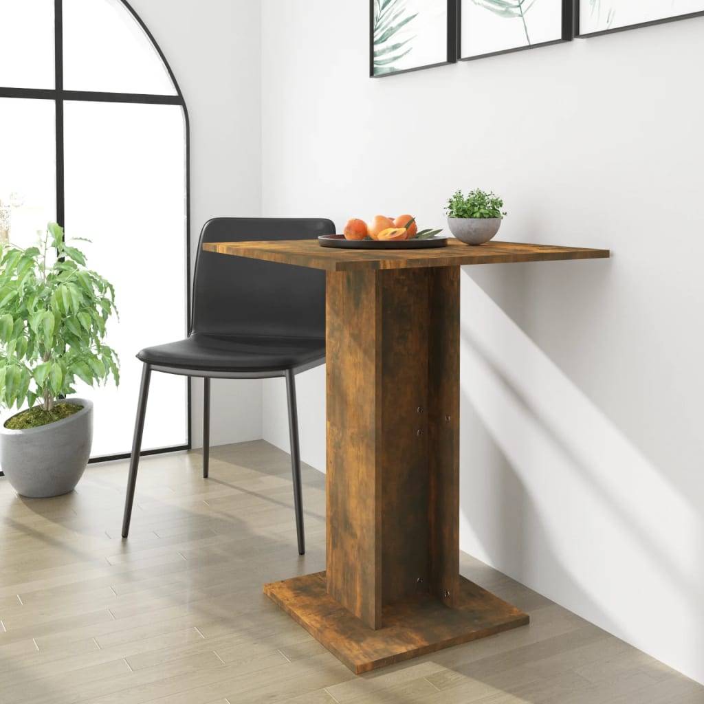 Bistro Table Smoked Oak 23.6"x23.6"x29.5" Engineered Wood