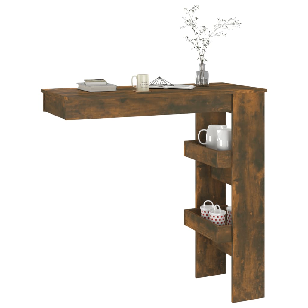 Wall Bar Table Smoked Oak 40.2"x17.7"x40.7" Engineered Wood