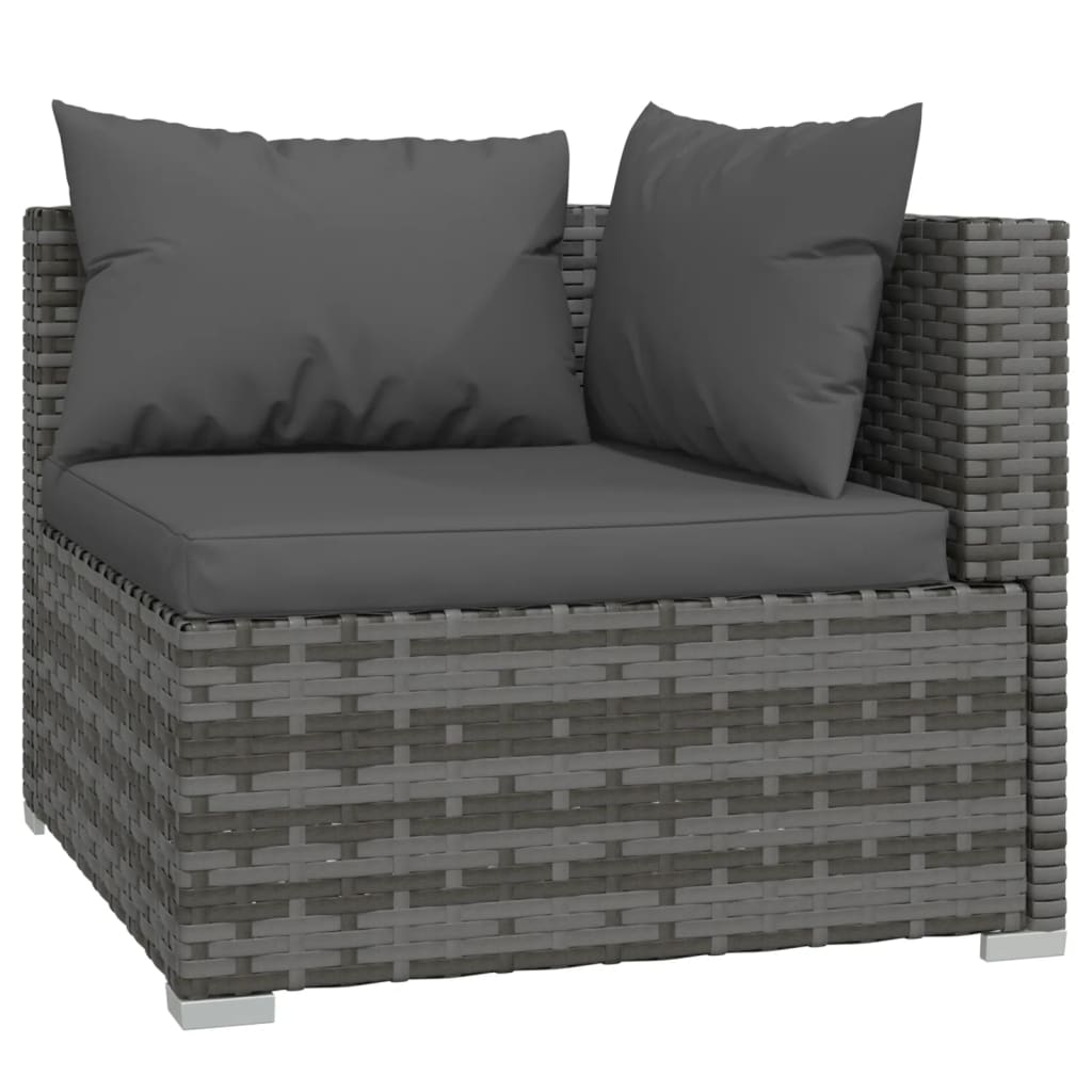 9 Piece Garden Lounge Set with Cushions Poly Rattan Gray