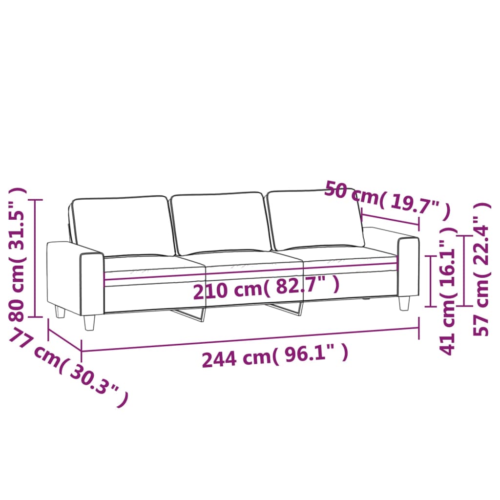 3-Seater Sofa Dark Gray 82.7" Microfiber Fabric