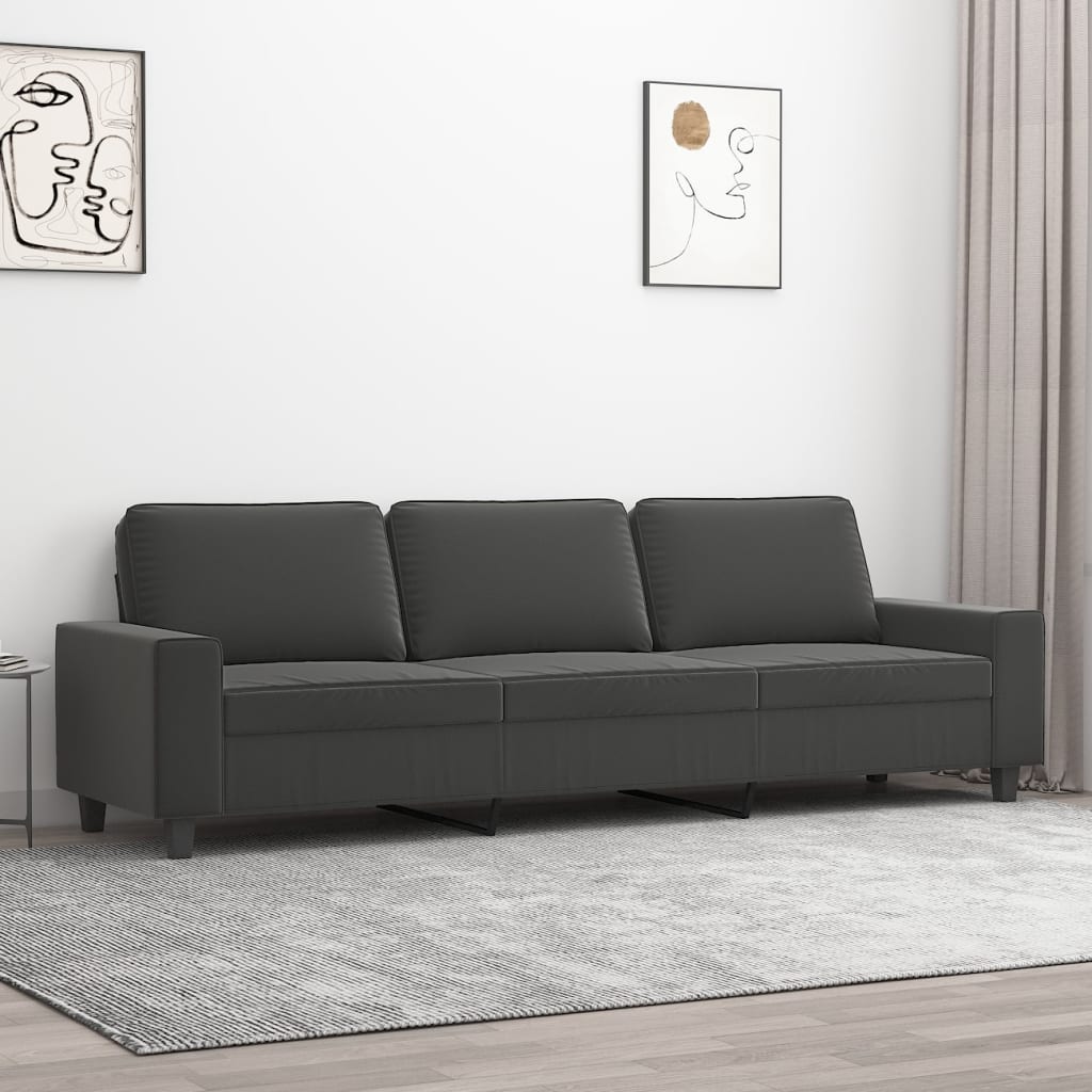 3-Seater Sofa Dark Gray 82.7" Microfiber Fabric