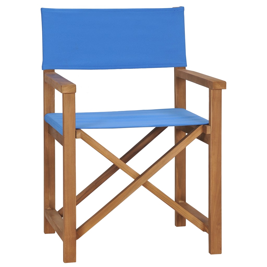 Director's Chairs 2 pcs Solid Teak Wood Blue